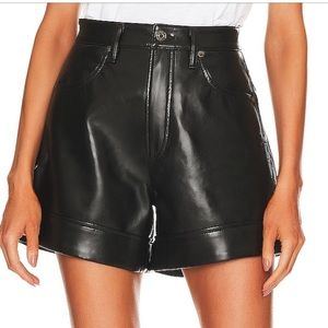 Agolde leather angled hem short